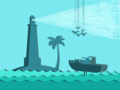 Lighthouse 2 design illustration lighthouse palm scenery sea vector