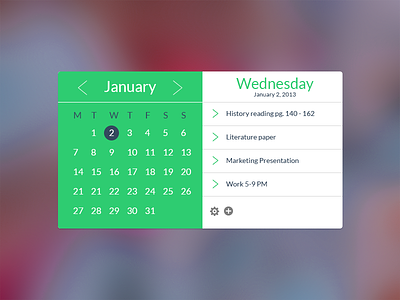 Calendar + Task app application calendar clean flat interface layout minimal note reminder ui widget