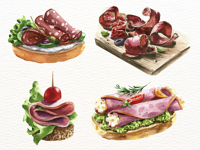 Watercolor Toast & Sandwich design fast food food illustration sandwich watercolor watercolor clipart