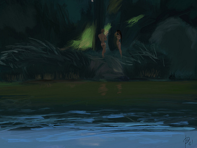 Faun and Naiad after swimming. Conversation.