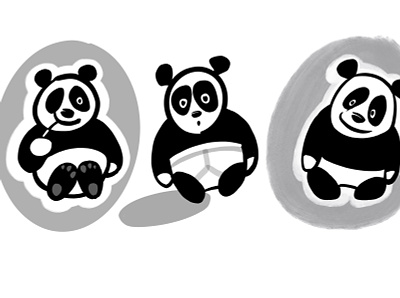 Pandas with different emotions animal art bear cute digital fun funny illustration image nature panda print sketch symbol