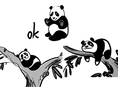 Pandas know how to be lazy and agree with it )) animal art bear cute digital fun funny illustration panda print sketch