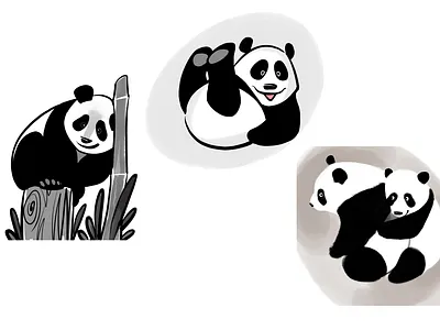 Each panda is similar to another and at the same time unique. art bear cute digital fun funny illustration panda print sketch symbol