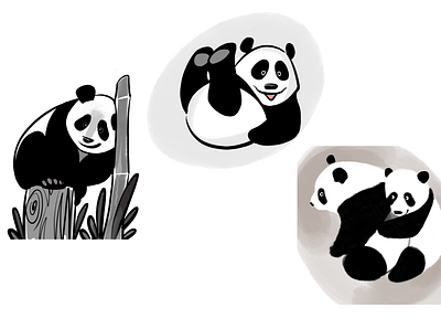 Each panda is similar to another and at the same time unique. art bear cute digital fun funny illustration panda print sketch symbol