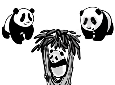 Pandas have only their inherent grace and plasticity )) animal art bear digital fun funny illustration panda print sketch symbol zoo