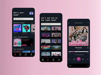🎵 Moodzone - Mood-based music app app graphic design mobile app music app ui ux de ux design
