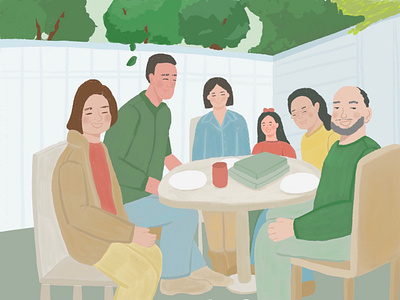 With my family in Newberry, UK design family illustration sketch