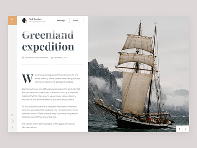 Greenland expedition app clean ui concept design greenland grid mountain nature photographer ui ux web
