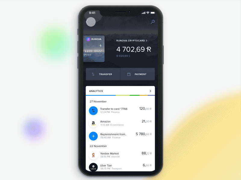 Runova - Crypto Wallet. 2 app crypto cryptocurrency ico mobile token ui wallet