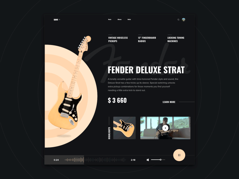SQUARE - Fender fender game gif guitar interface landing square web