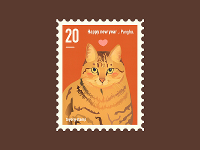 Cat stamp 平面 插画 设计