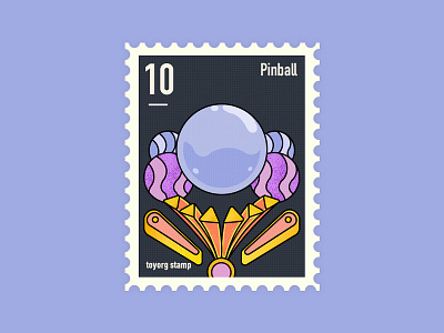 Pinball stamp 平面 插画 活版印刷 设计