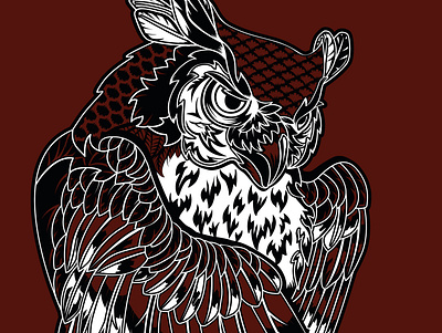 Owl 2d bird design gothic graphic design ill illustration owl print tattoo