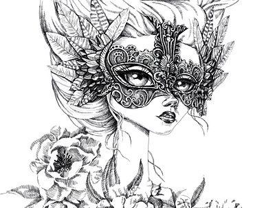 Big eyes 2d cyberpunk flowers graphic design illustration mask picture print woman