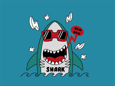 Funny shark 2d animals design graphic design illustration vector