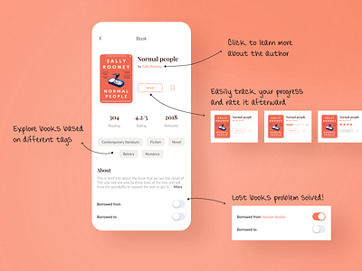 Book Application - Features app application book bookworm design goodreads ios