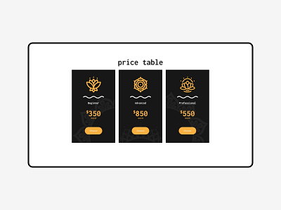 Pricing Table for Zen Yoga wordpress theme