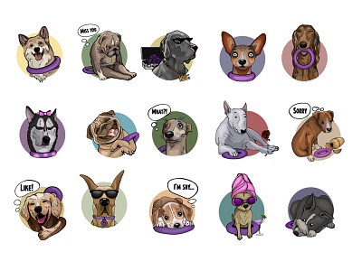 Stickers for PULLER design dog illustration puller stickers
