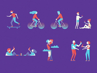 Characters bicycle characters illustration people
