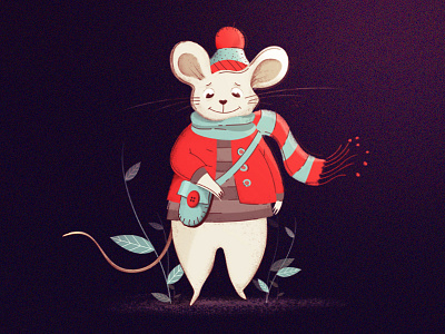 Mouse character color illustration mouse smile
