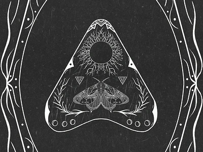 Planchette Moth app design ghost graphic design illustration moth ouija paranormal planchette supernatural