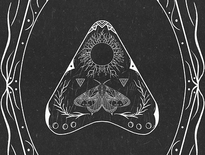 Planchette Moth app design ghost graphic design illustration moth ouija paranormal planchette supernatural