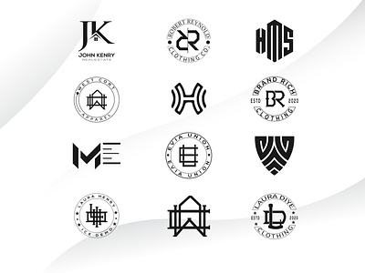 Monogram logo with circle and initial letters collection