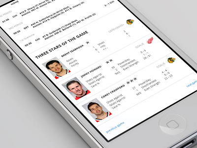 Stanley Cup Game app clean data hockey interface ios iphone minimal mobile series sport stanley cup stats ui