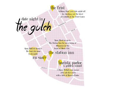 The Gulch, Nashville, TN city date night gulch illustration map nashville tennessee