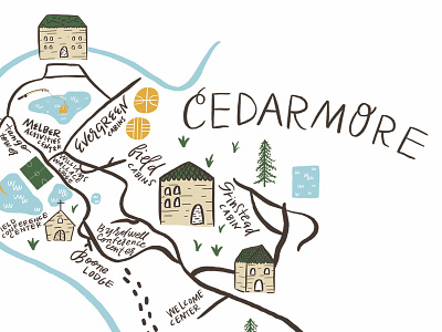 Cedarmore Camp camp cedarmore crossings hand drawn illustrated map illustration kentucky map procreate