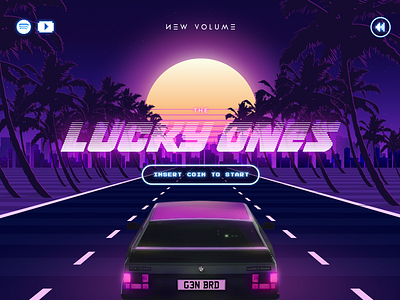 The Lucky Ones Game 80s 80s style campaign design game game art game design homepage music promotion synthwave website