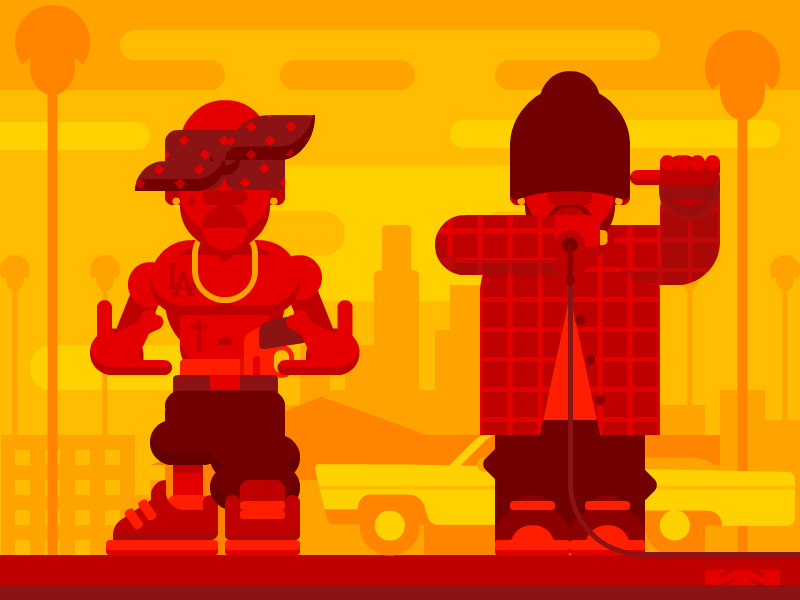 HIP HOP WEST COAST 90s animate flatdesign gangsta hip hop hiphop nineties rap rapper