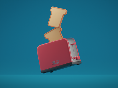 Toaster 3dart 3dgraphic blender blue bread design food graphic design illustration kitchen red staff thing toaster