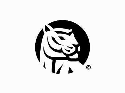 Tiger animal circle icon logo logomark negative space stripes tiger