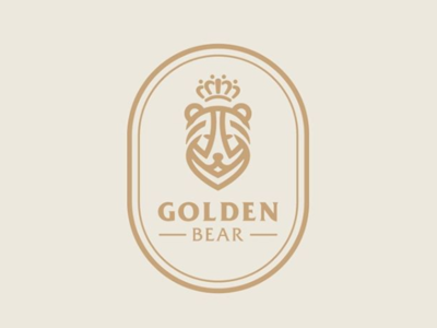 Golden Bear badge badgedesign bear crown gold label lineart logo logodesign