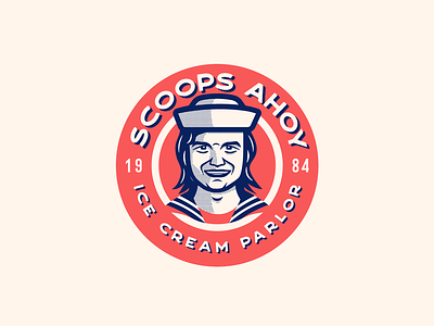 Scoops Ahoy Instagram badge badgedesign character fanart food icecream icon logo navy restaurant strangerthings tv show