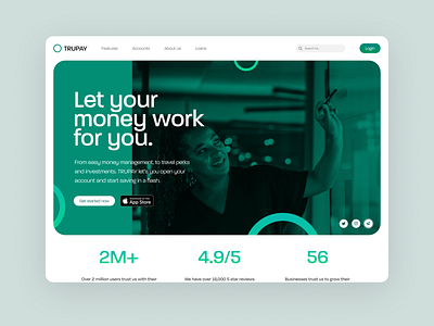 Banking Landing Page - Duotone UI Concept app awwwards banking branding design illustration interaction design landing page logo mobile app ui user experience