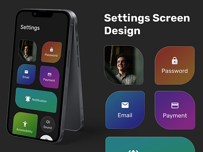 Settings Page Design daily ui gradient mobile settings shape