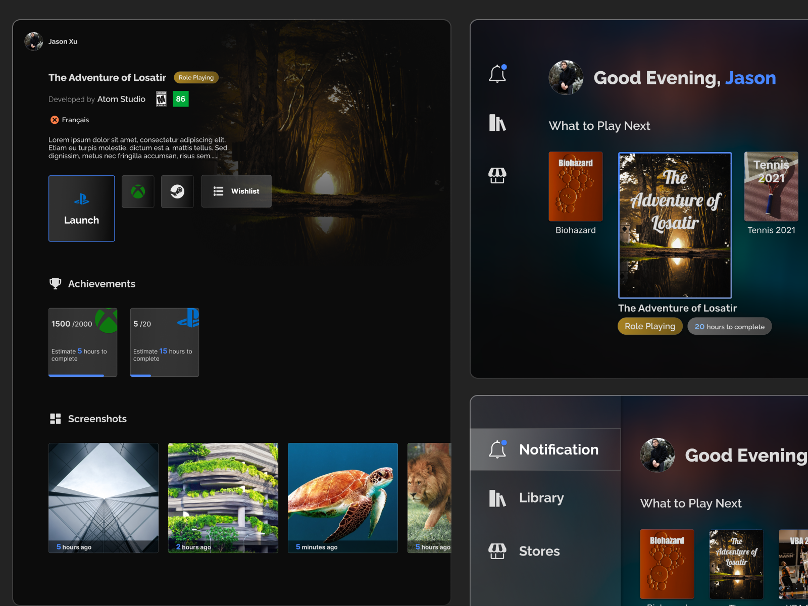 TV App Daily UI Game backlog tracker by Jason Xu on Dribbble