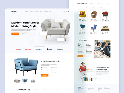 Furniture Store Landing Page Concept branding clounote design ecommerce illustration landing page logo mobile design ui ux web design