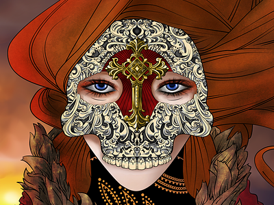La Mort fashion illustration skull warm woman
