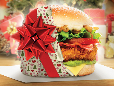 KFC - social post, The gift of giving burgers christmas photoshop comp social media