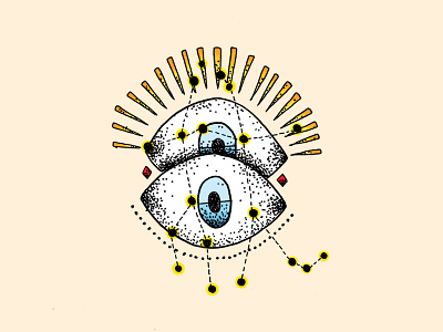 The Gemini astrology digital painting eye gemini hand drawn horoscope illustration micron space