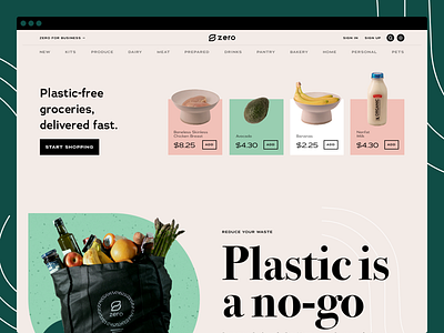 Zero Grocery - Landing Page environment design grocery grocery store landing page ui design website design zero