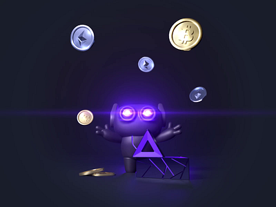 3D Crypto Robot Animation 3d animation blockchain btc crypto crypto landing page dapp defi etherium exchange finance game metaverse motion nft token ui ux
