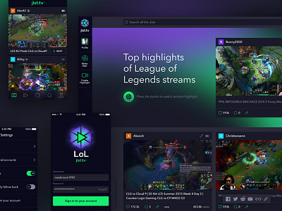 Jist.tv platform design app esports game gaming highlight icon mobile platform play ui video web