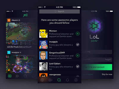 E-sport streaming app app e sport esport game app gaming jist jisttv league of legends lol mobile app