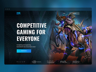 Mogul Arena Homepage UI design elite esports game gaming homepage interface landing professional tournament ui