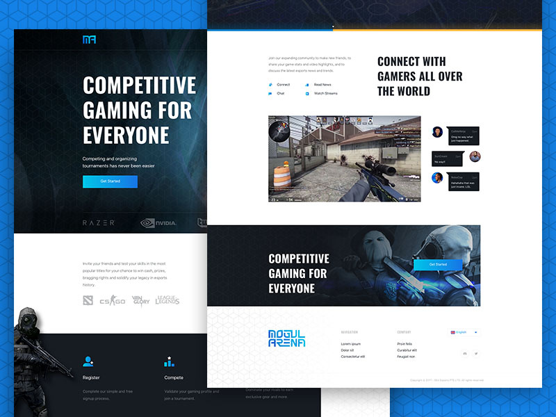 eSports Landing Page webdesign gaming landing homepage ui interface design game tournament professional esports