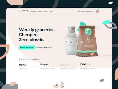 Zero Grocery - Landing Page Design design designer grocery app grocery shop design grocery shop interface grocery shop ui interface landing page startup zero waste design ui webdesign website design zero zero grocery zero waste